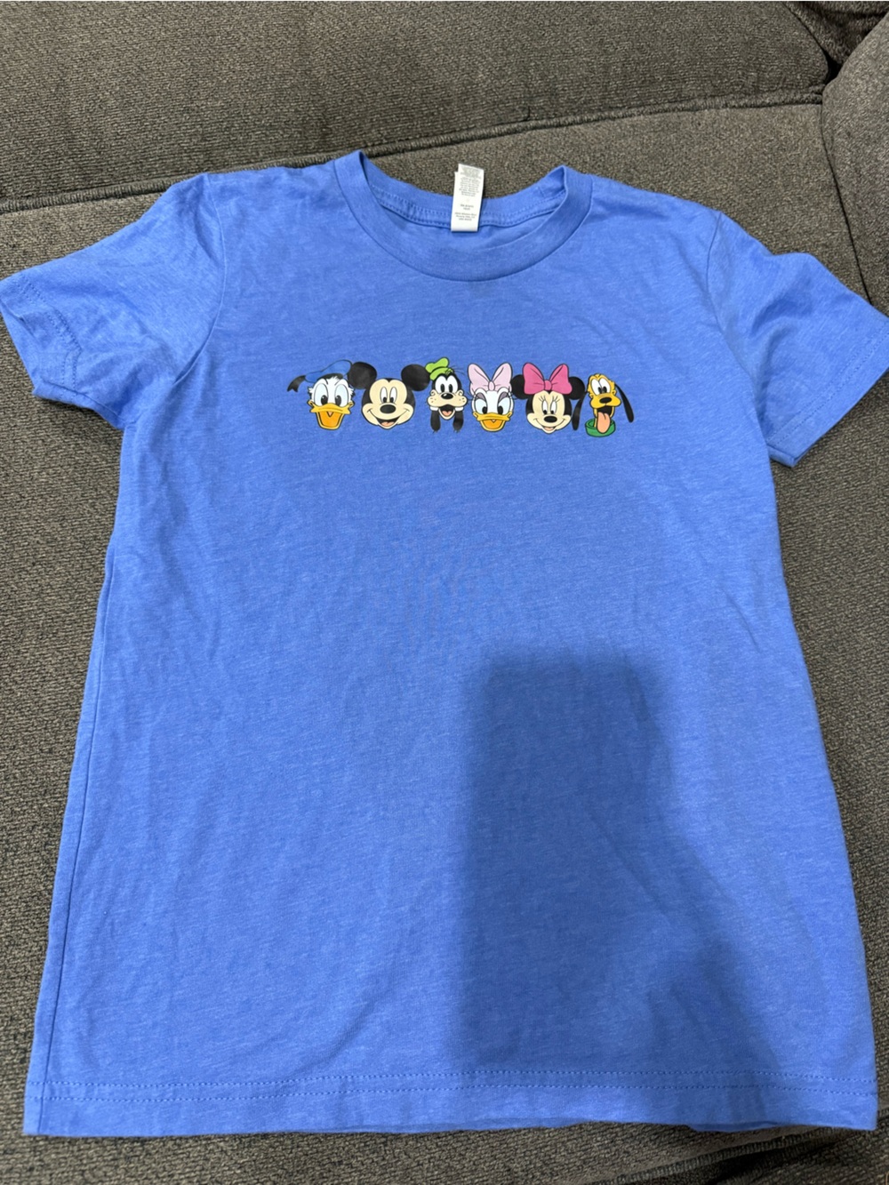 Bella Canvas Kids Short Sleeve Tee - Blue with Multicolor Disney Faces